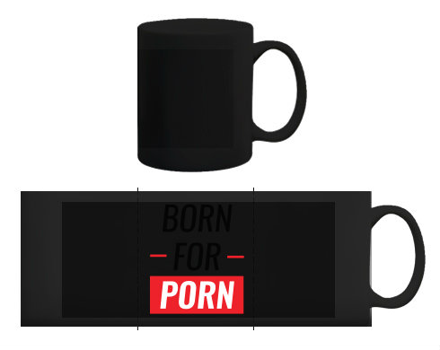 Černý hrnek Born for porn
