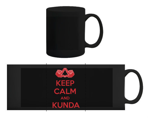 Černý hrnek Keep calm and Kunda