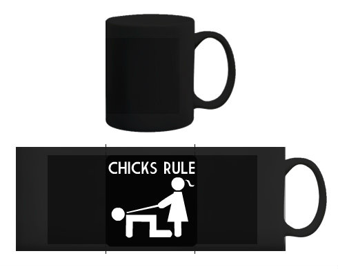Černý hrnek Chicks rule
