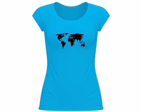 Dámské tričko velký výstřih Mapa světa