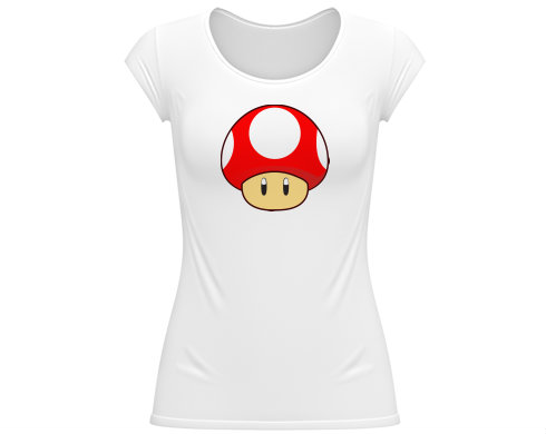 Dámské tričko velký výstřih Mario Mushroom
