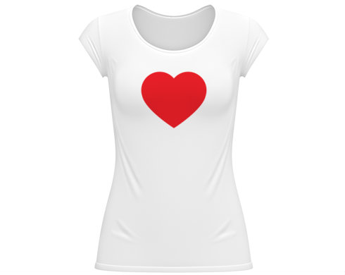Dámské tričko velký výstřih Jednoduché srdce