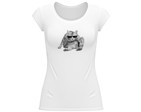 Dámské tričko velký výstřih Drsná kočka