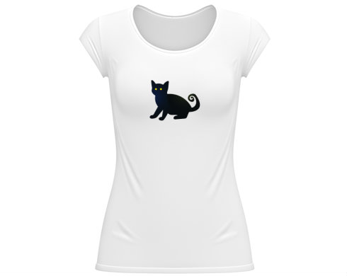 Dámské tričko velký výstřih Halloween cat