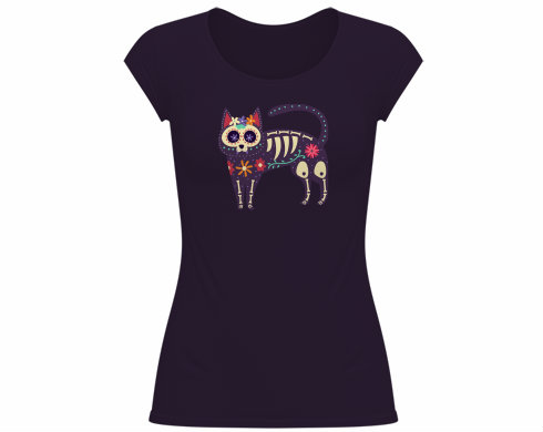 Dámské tričko velký výstřih Kočka muerte