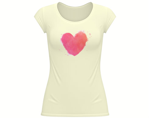 Dámské tričko velký výstřih watercolor heart