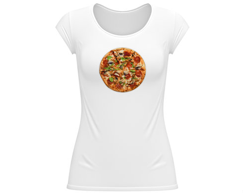 Dámské tričko velký výstřih pizza