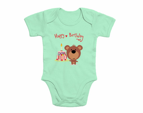 Dětské body krátký rukáv premium Happy Birthday Bear