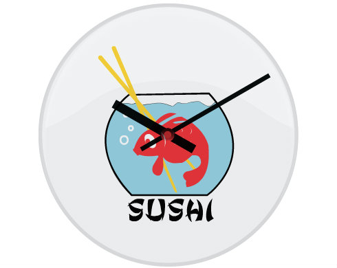 Hodiny skleněné Sushi
