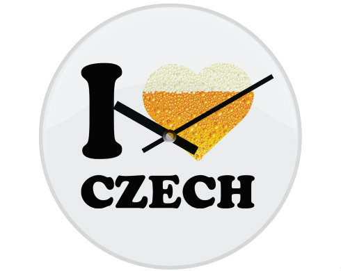 Hodiny skleněné I love czech beer