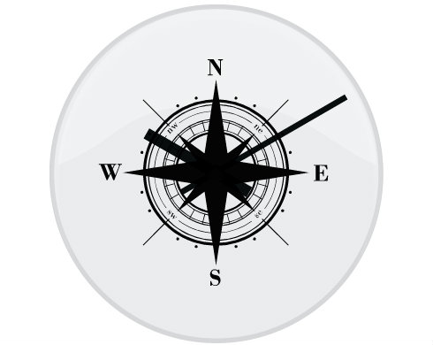 Hodiny skleněné Kompas