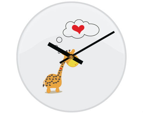 Hodiny skleněné Zamilovaná žirafa