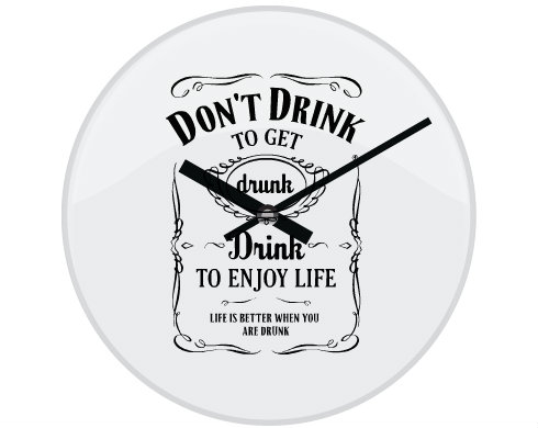 Hodiny skleněné Drink to Enjoy Life