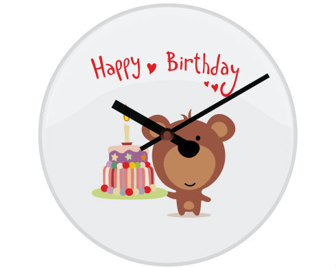 Hodiny skleněné Happy Birthday Bear