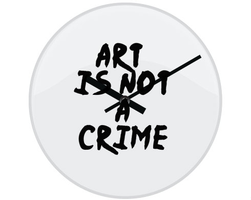 Hodiny skleněné Art is not a crime