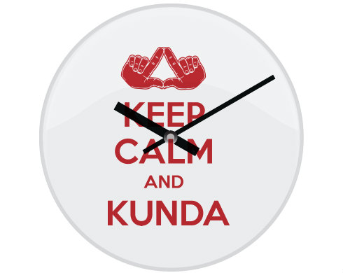 Hodiny skleněné Keep calm and Kunda