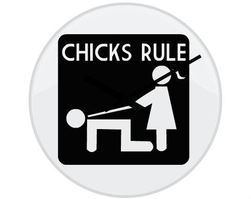 Hodiny skleněné Chicks rule