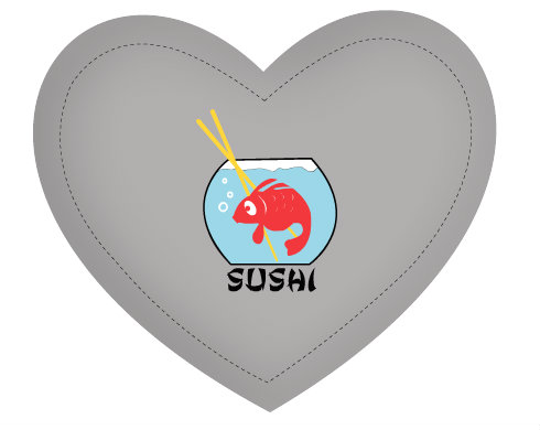 Polštář Srdce Sushi