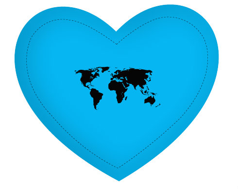 Polštář Srdce Mapa světa