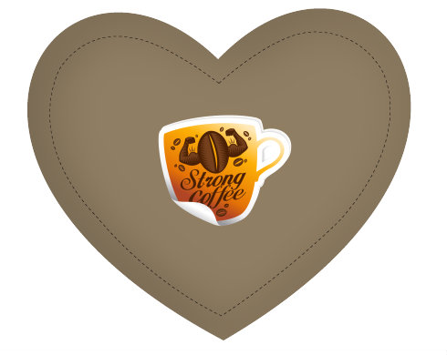 Polštář Srdce Strong coffee