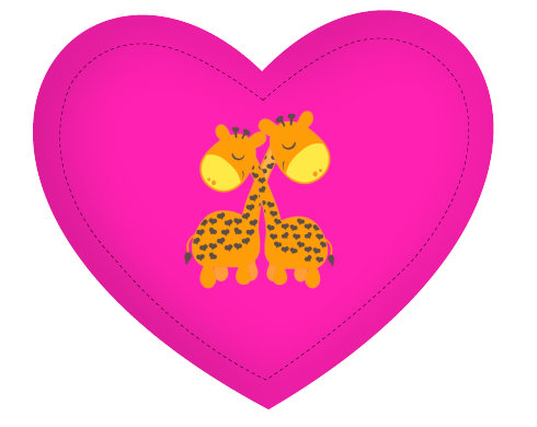 Polštář Srdce Zamilované žirafy