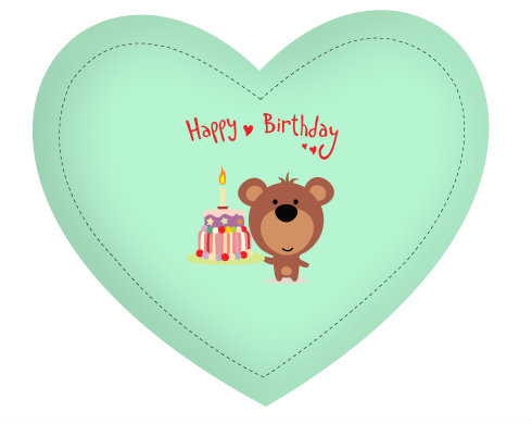 Polštář Srdce Happy Birthday Bear