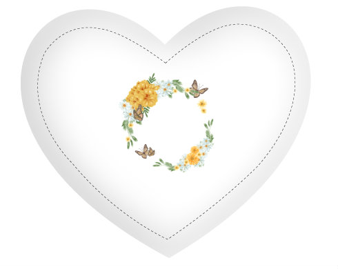 Polštář Srdce Květinový rámeček s motýly