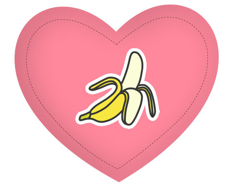 Polštář Srdce Banán samolepka