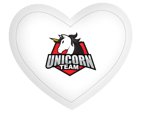 Polštář Srdce Unicorn team