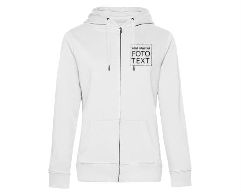 Dámská mikina s kapucí na zip QUEEN s vlastním potiskem
