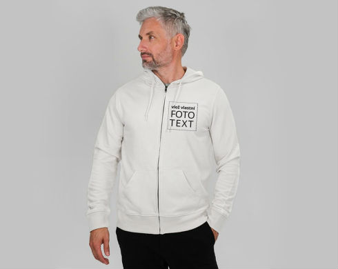 Pánská mikina s kapucí na zip Organic Inspire s vlastním potiskem