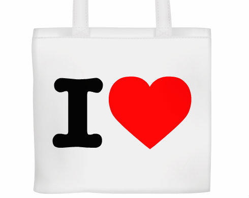 I love Plátěná nákupní taška - Bílá