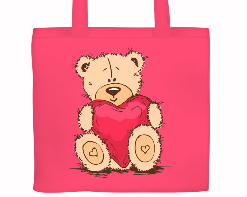 Medvídek srdce Plátěná nákupní taška - Bílá