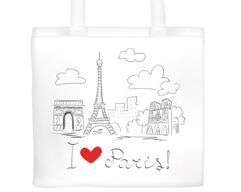 I Love Paris Plátěná nákupní taška - Bílá
