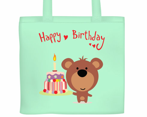 Happy Birthday Bear Plátěná nákupní taška - Bílá