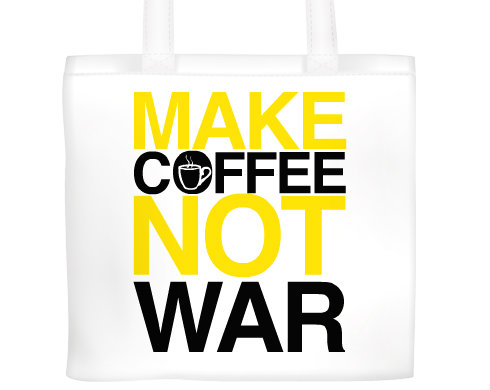 MAKE COFFEE Plátěná nákupní taška - Bílá