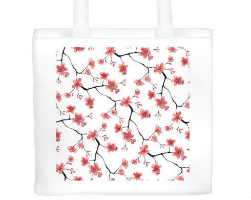 Květinový vzor Plátěná nákupní taška - Bílá