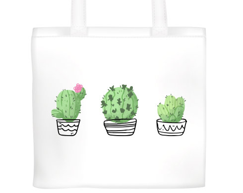 Kaktusy Plátěná nákupní taška - Bílá