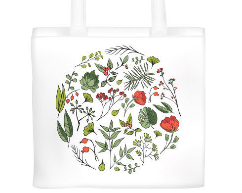 květiny pattern Plátěná nákupní taška - Bílá