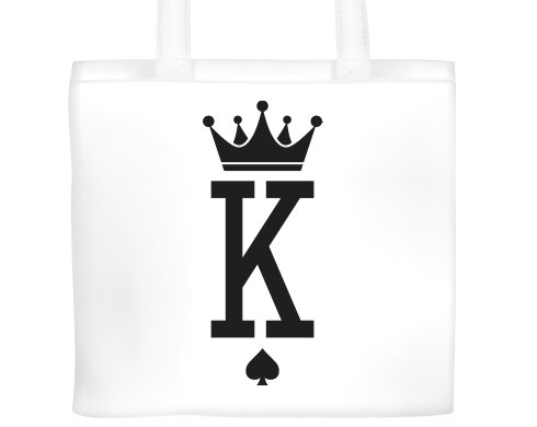 K as King Plátěná nákupní taška - Bílá