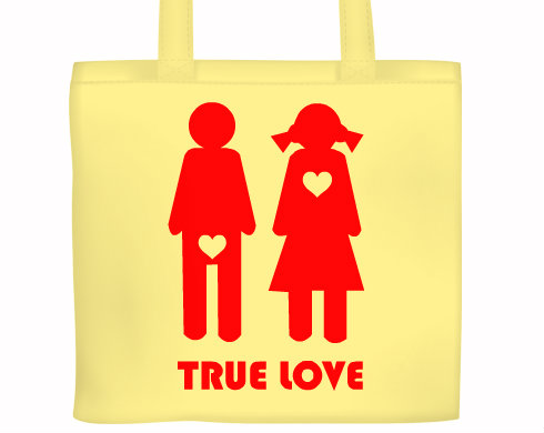 True Love Plátěná nákupní taška - Bílá