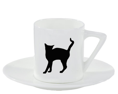 Kočka - Líza Espresso hrnek s podšálkem 100ml - Bílá