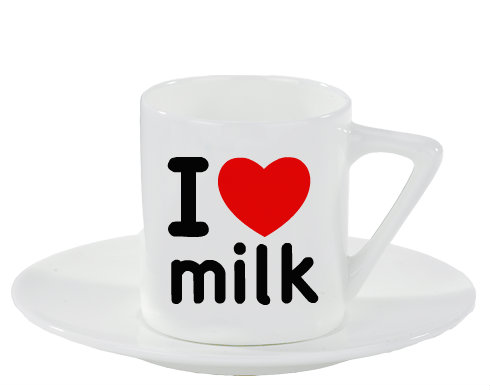 I Love milk Espresso hrnek s podšálkem 100ml - Bílá