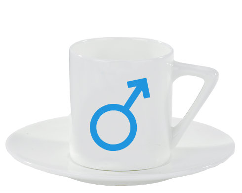 Muž pohlaví symbol Espresso hrnek s podšálkem 100ml - Bílá