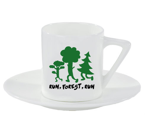 Run forest run Espresso hrnek s podšálkem 100ml - Bílá
