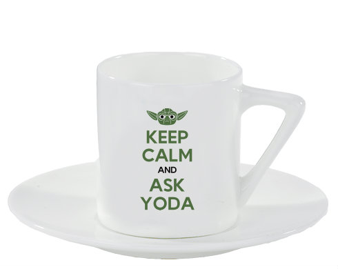 Keep calm and ask yoda Espresso hrnek s podšálkem 100ml - Bílá