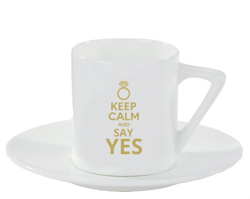 Keep calm and say YES Espresso hrnek s podšálkem 100ml - Bílá