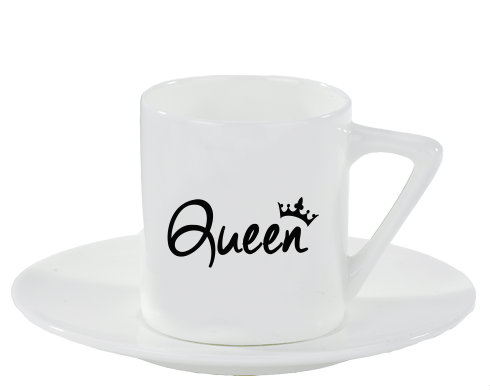 Queen Espresso hrnek s podšálkem 100ml - Bílá