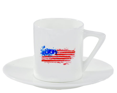 USA water flag Espresso hrnek s podšálkem 100ml - Bílá
