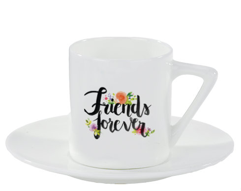 Friends forever Espresso hrnek s podšálkem 100ml - Bílá